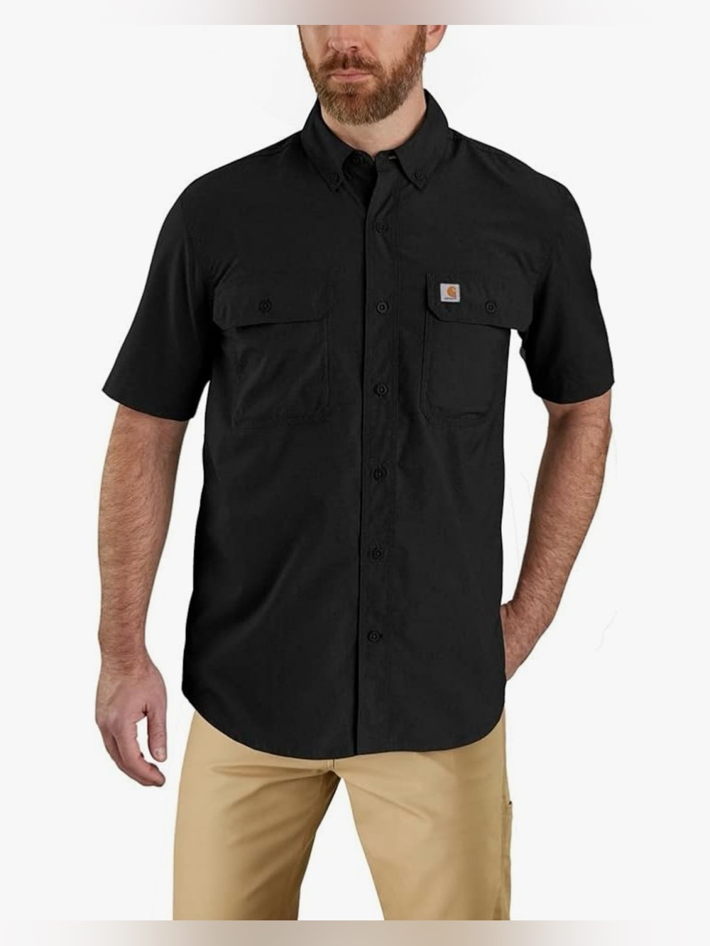 Carhartt Men’s XL Loose Fit Black Short Sleeve Button Down Work Shirt